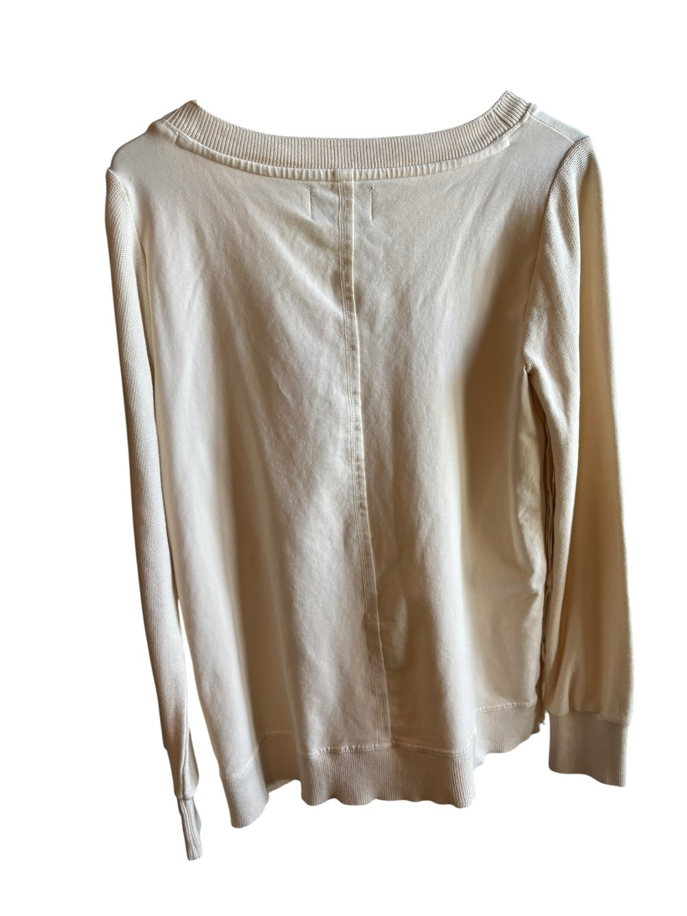 Women’s Cream V-Neck Sweater with Side Button Detail - Soft Knit - Picture 2 of 4